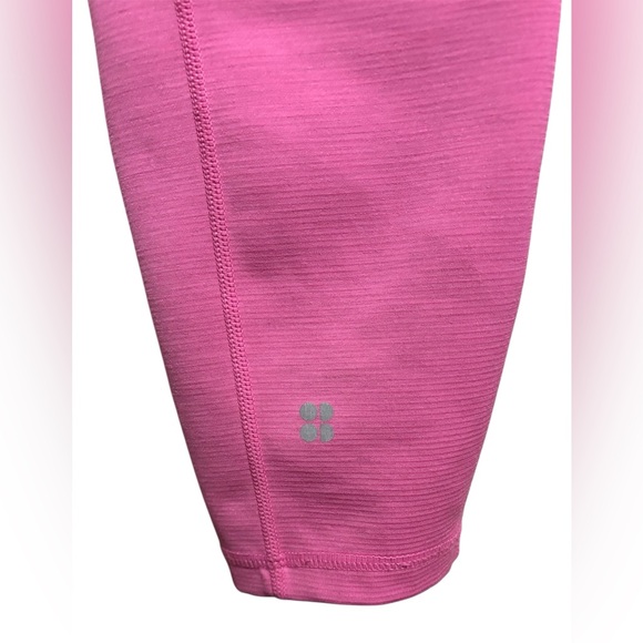 Sweaty Betty Pink High-Waisted Ribbed Leggings w/ Side Pocket Size L - Picture 4 of 5